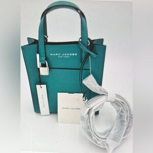 Marc Jacobs Turquoise Teal Leather Mini Tote Crossbody New